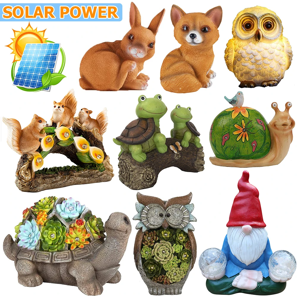 Solar LED Light Garden Decoration Outdoor Resin Animal & Statue Solar Lamp Owl Patio Ornaments Squirrel Tortoise Solar Lights resin ornaments for family decorations of the buddha statue which 1 kg and is 30 centimeters tall offering resin ornaments