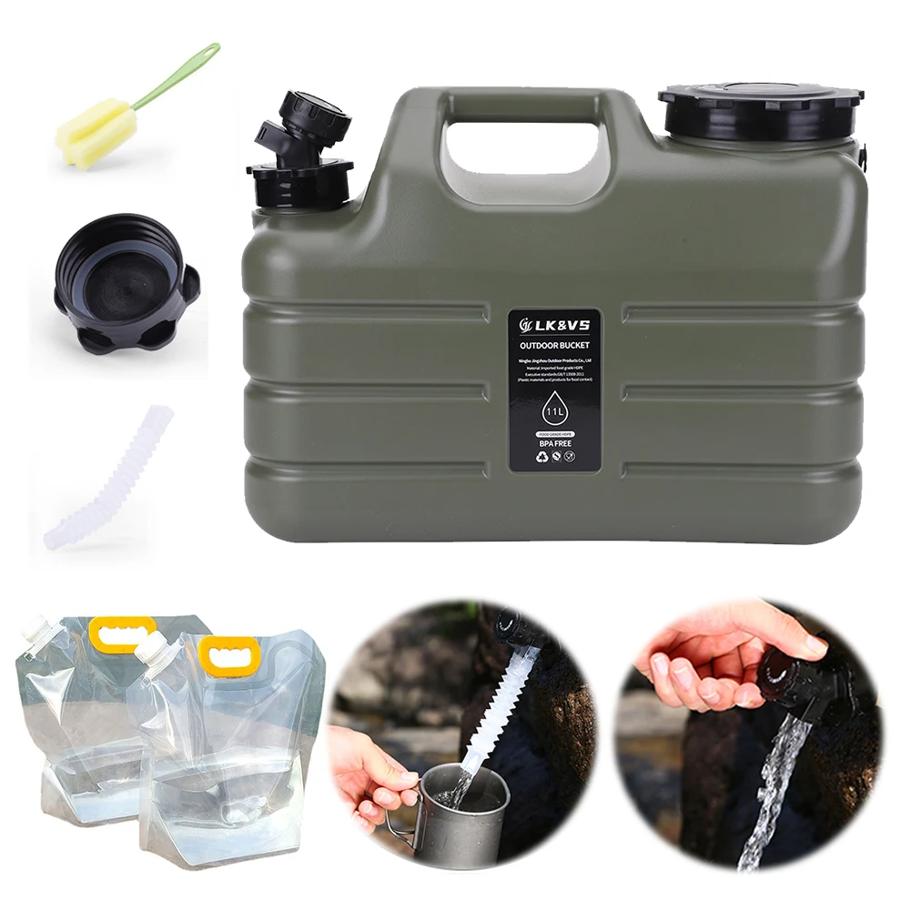 Car Water Bucket 11L/12L Outdoor Camping Water Bin Bag Large Capacity Portable Container with Detachable Faucet No Leakage
