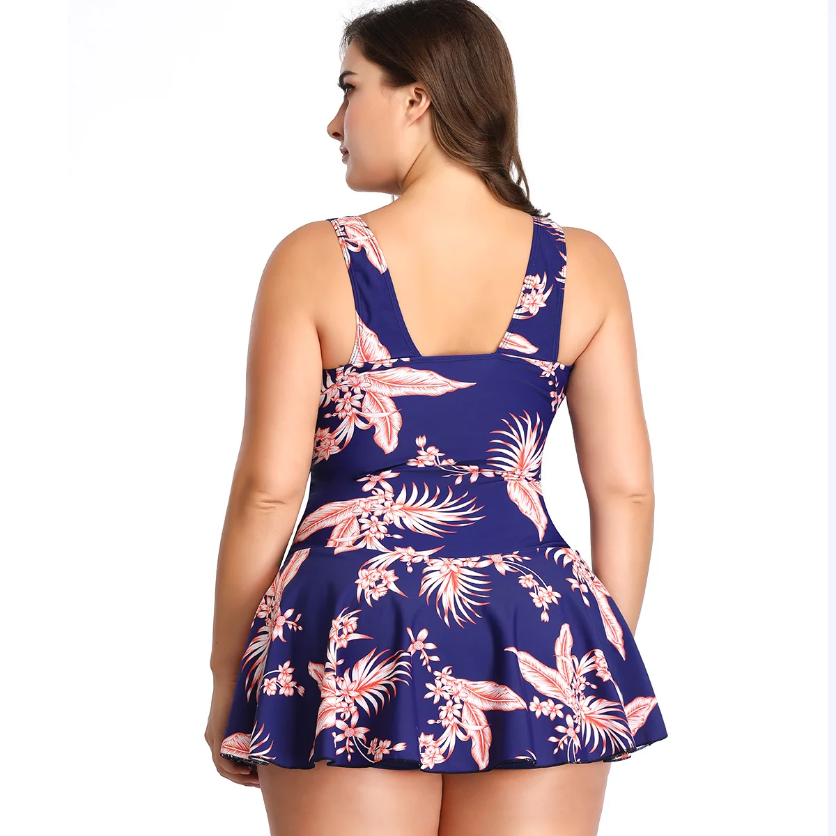 Swimsuit women's new European and American conservative print skirt split swimsuit Boxer swimsuit bikini suit