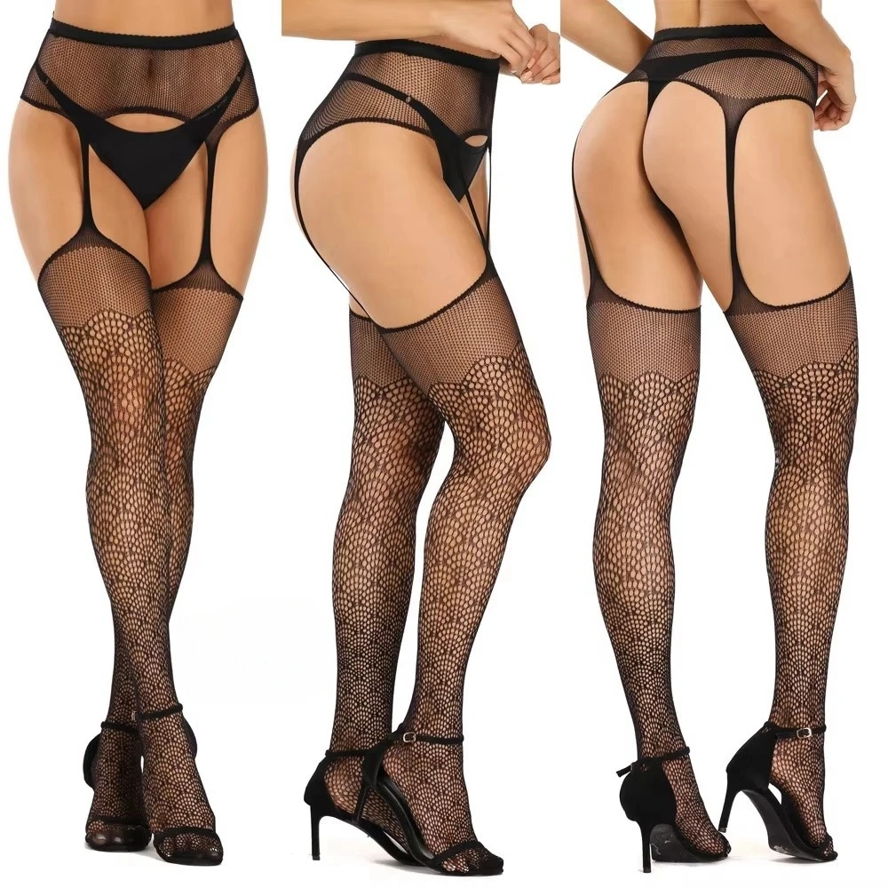 SIMPLEJEWEL 1pcs/4pcs Pantyhose Fishnet Sexy Thigh-High Stockings Tights Suspender Stockings for Women Garter Belt Stocking