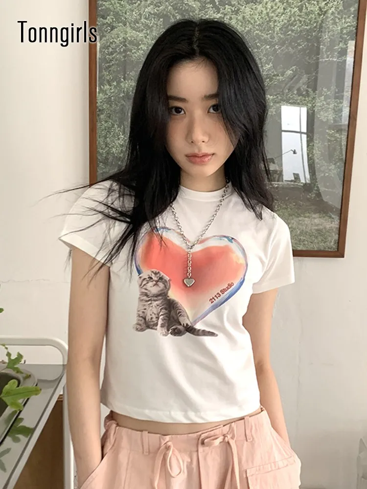 TonngirlsSummerRetroPrintGraphicTShirtsShortSleeveY2kVintage