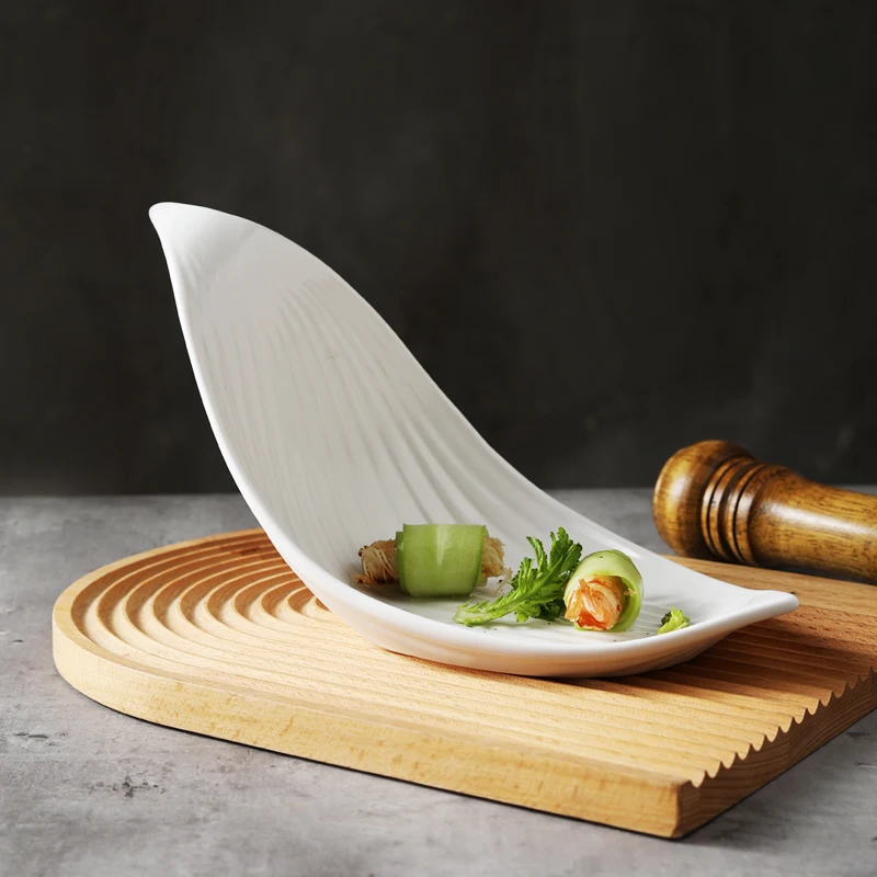 Irregular Shape Ceramic Dinner Plates Sashimi Sushi Plate Restaurant Creative Solid Color Tableware Snack Dessert Dishes Pans