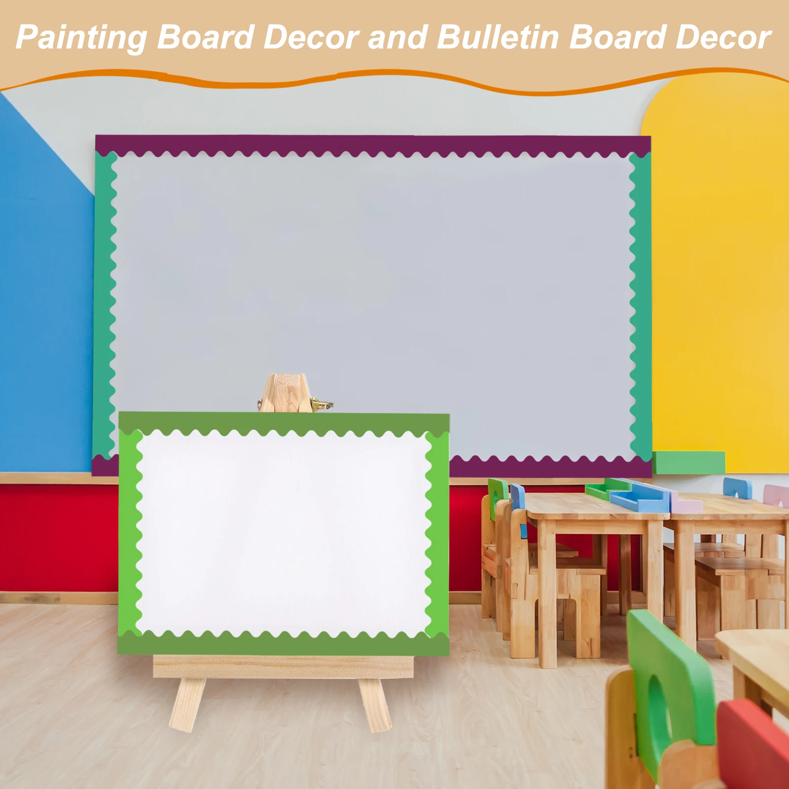 6Roll Bulletin Board Border Decor Blackboard Border Trim Colorful Scalloped Borders Trim Classroom Paper Board Decoration