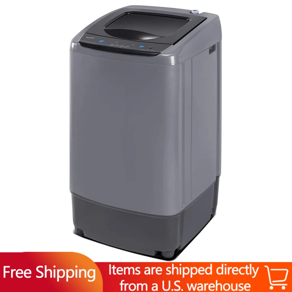

0.9 Cu.ft Compact Washer With LED Display Washing Machine 2 Built-in Rollers 5 Wash Cycles Space Saving Full-Automatic Washer