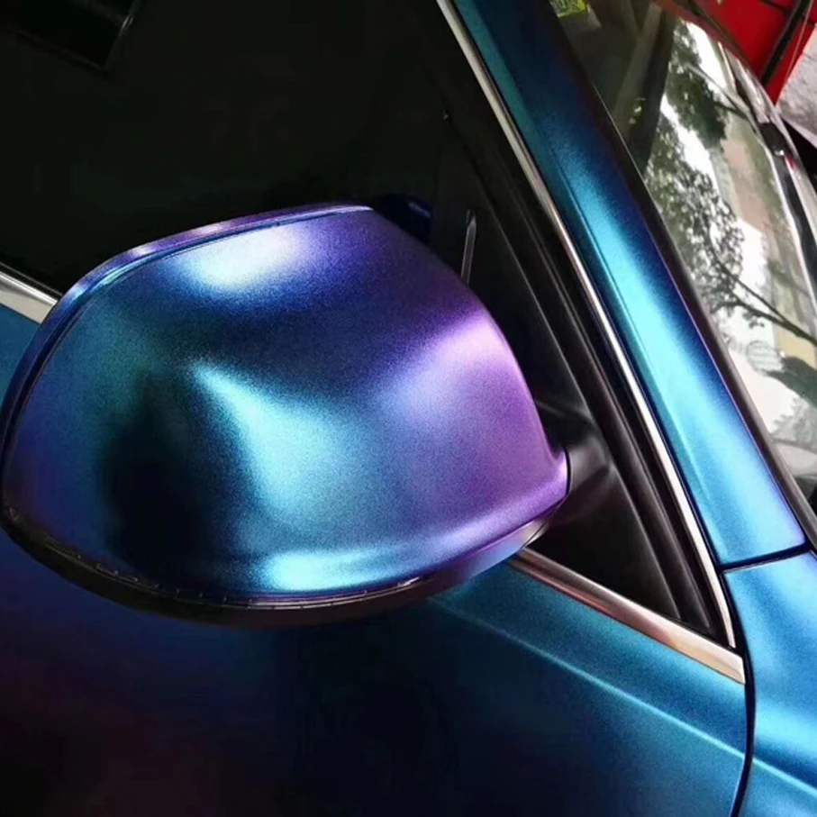 50cmx600cm Chameleon Matte Pearl Glitter Purple Blue Vinyl Sticker