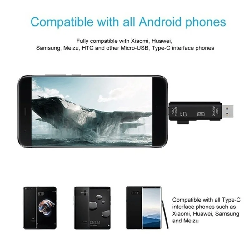 5 in 1 Usb 3.0 Multifunction Memory Card Reader Type C Usb Micro Reader Adapter TF/SD OTG USB Card Mobile Phone Accessories