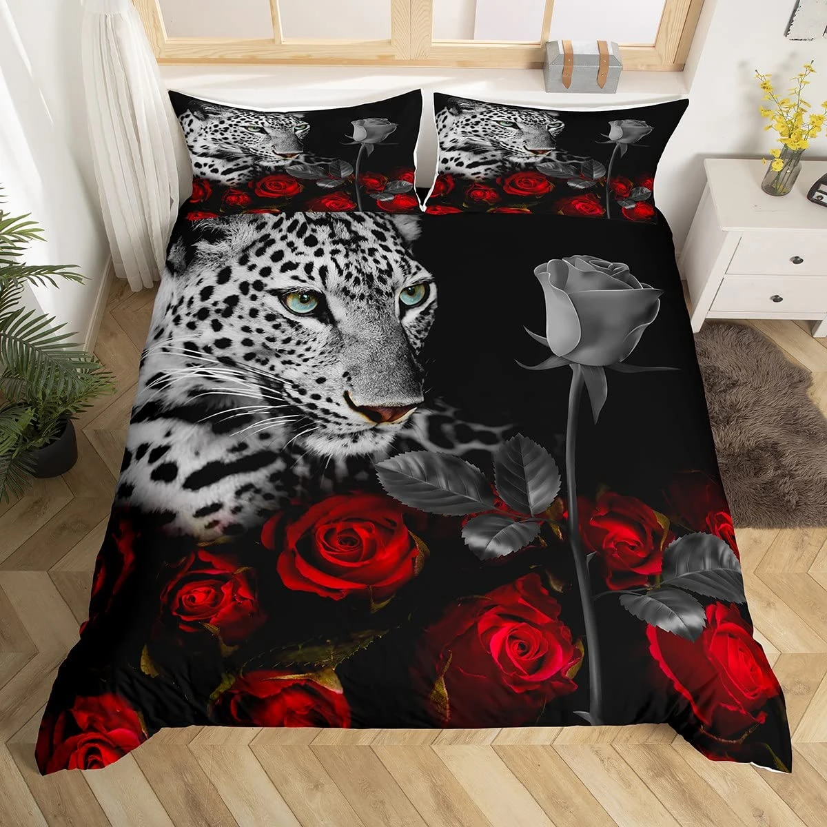 zuurstof Asser filter Luipaard Dekbedovertrek Set Koning Rode Roos Afrikaanse Safari Dieren  Dekbedovertrek Microfiber Rose Bloemen Cheetah Jungle Print Beddengoed Set|  | - AliExpress