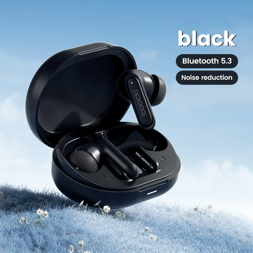 Toocki słuchawki Bluetooth 5.3 prawdziwe bezprzewodowe sterowanie dotykowe słuchawki douszne TWS radio HiFi słuchawki sportowe długi czas czuwania 320mAH zestaw słuchawkowy