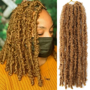 Boho Butterfly Faux Locs Crochet Hair 14 12 inch Soft Twisted Locs Braiding Hair Distressed Meche Butterfly Locks Crochet Braids 1