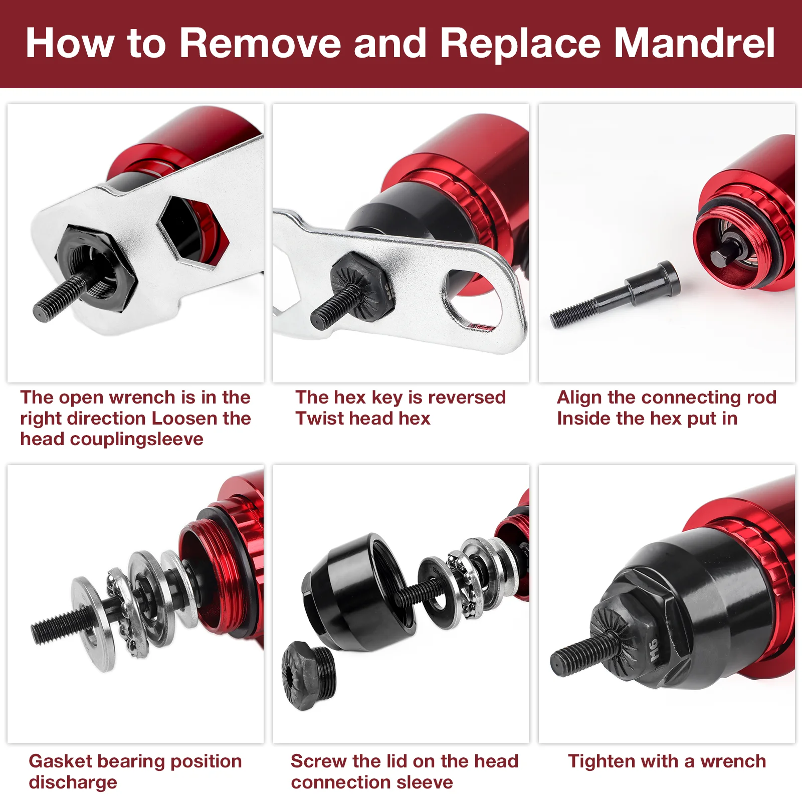 Rivet Gun Rivet Nut Tool M3/M4/M5/M6/M8 Rivet Nut Tool Adapter Insert Nut Riveting Tools Home Cordless Electric Rivet Gun Converter Riveting Machine