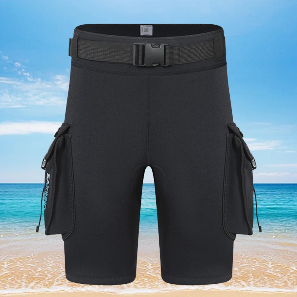 Description Picture 6 of item3mm Neoprene Wetsuit Tech Shorts with Pockets Unisex Submersible Pants Keep Warm Leak Hole for Diving Equipment Accessories
