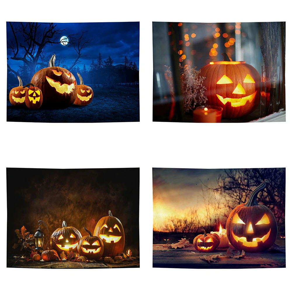 

Western Halloween horror pumpkin print tapestry Home living room bedroom background wall decoration Wall hanging