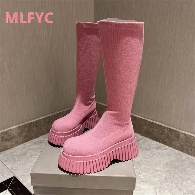 Long tube boots women winter boots for women knight boots for women thick heeled thick soled boots women sexy round toe boots
