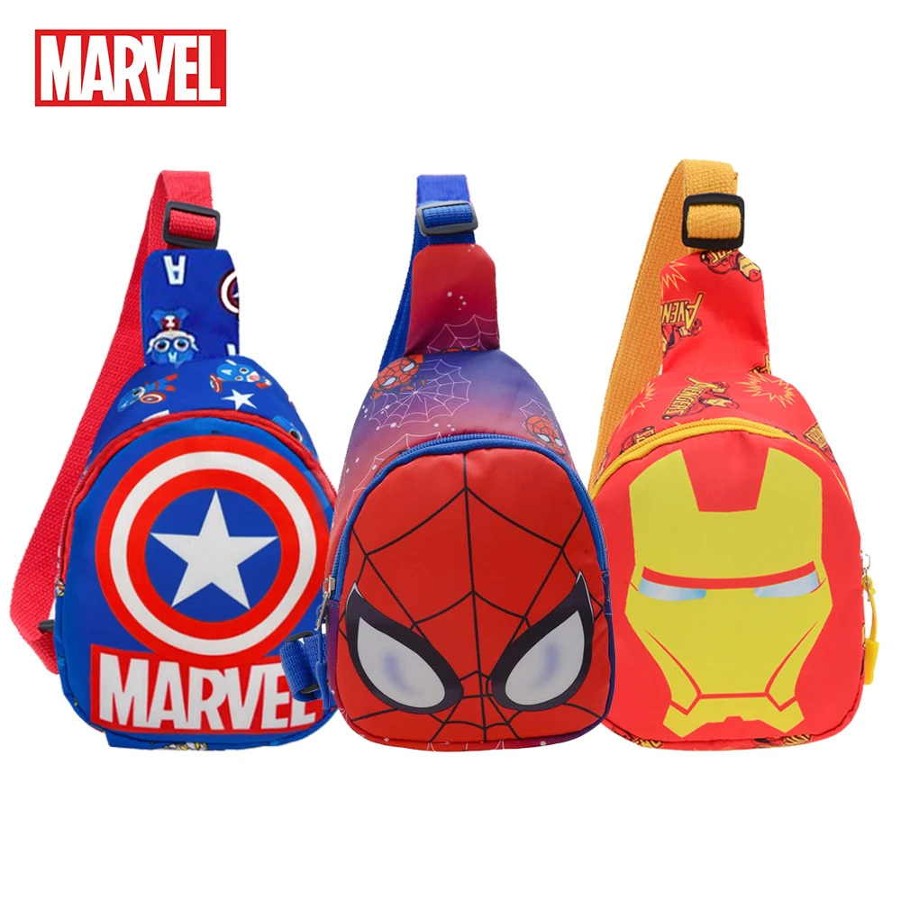 

Marvel Spiderman Children's Chest Bag Cartoon Iron Man Baby Boy Girl Cute Mini Outdoor Small Shoulder Bags Kids Zipper Wasit Bag