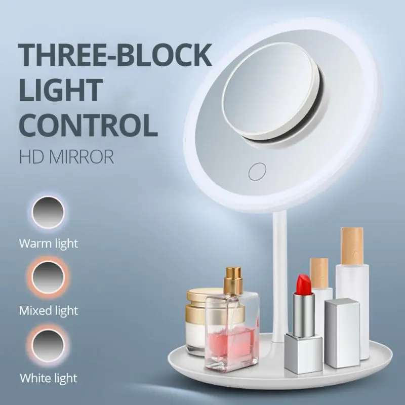 

Makeup Mirror With Led Light Daylight Vanity Mirror Removable Adjustable Desk Mirror Foldable With USB Cable Cosmetic Mirror