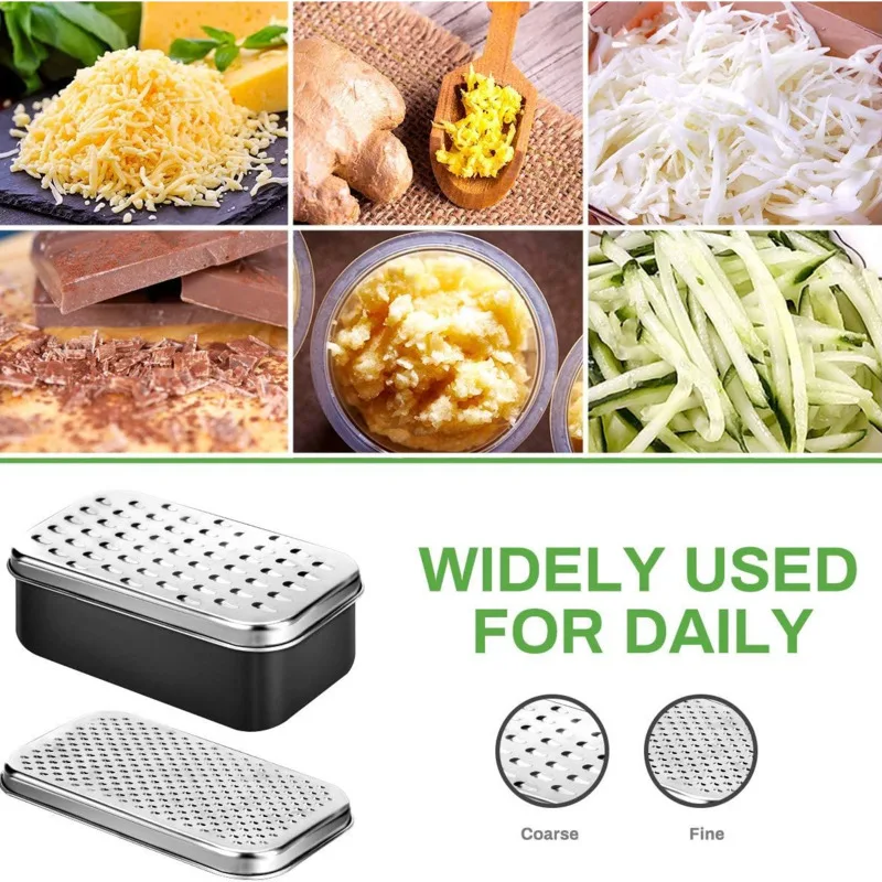 Stainless Steel Cheese Grater 1pc with Food Storage Container and Lid Versatile for Cheese Parmesan Kitchen Gadget