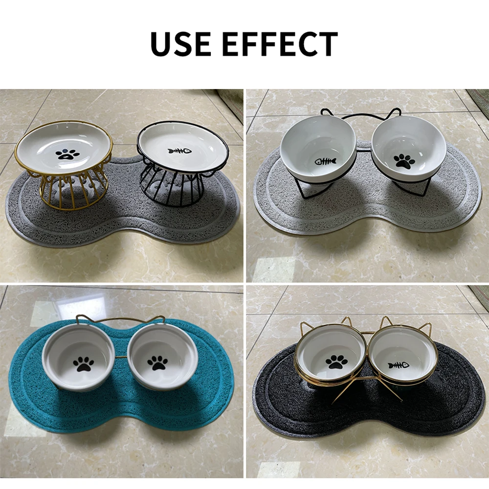 Pet dogs and cats feeding and drinking mats pure paw fish bone pattern dishes non-slip placemats easy to clean cushions pet feeding mat