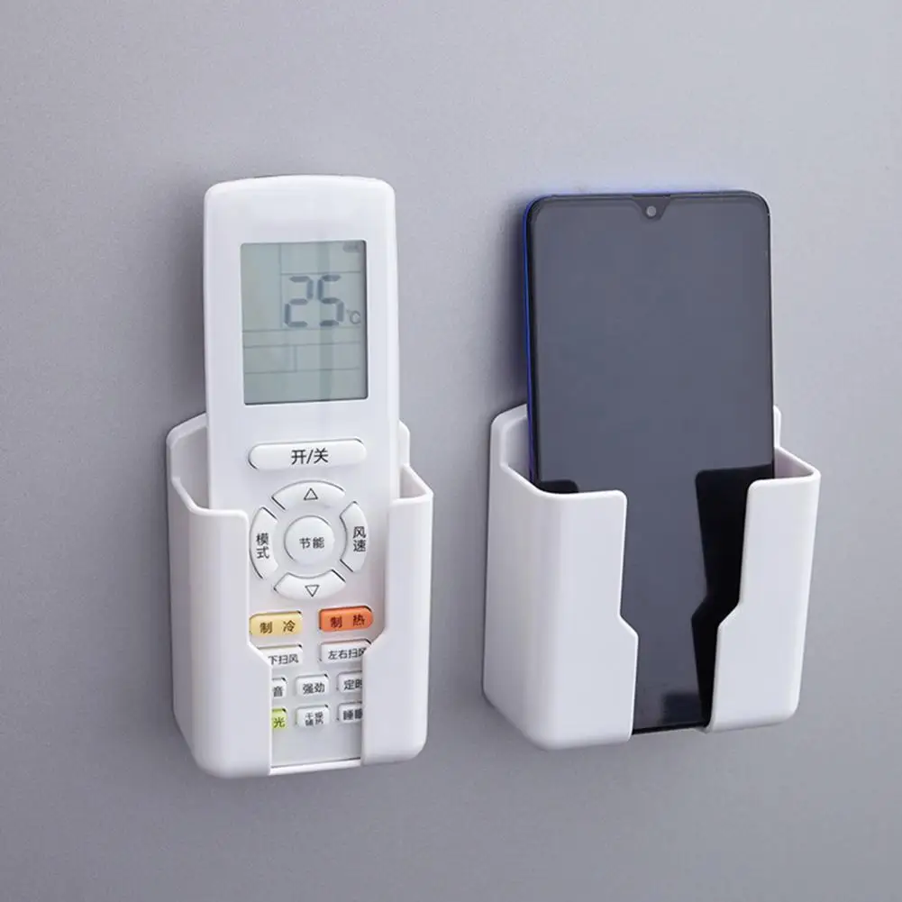 Space-saving White Daily Use Wall Phone Charging Remote Control Rack Dorm Supplies