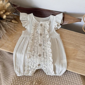 Summer Newborn Infant Baby Girls Floral Pattern  Romperround Neck Floral Rompers Kids Onepiece Fashion Baby 1-18M