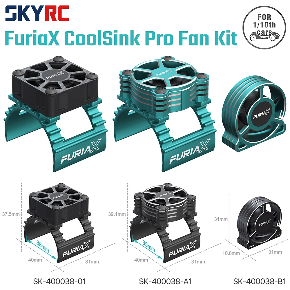 SKYRC Metall-Lüfter, 28000–30000 U/min, CNC-Aluminium, 8,4 V, FuriaX CoolSink Pro Lüfter-Set für 1/10 3650 Motoren, ferngesteuertes Auto