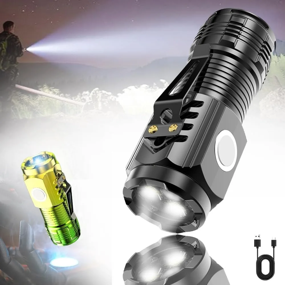 

Tricolor Gradient Mini Flashlight Pocket Rechargeable LED Flashlights High Lumens Waterproof Clip-on Super Magnetic Torch