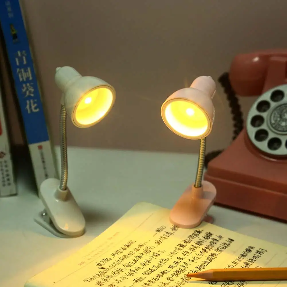 

Cute Mini Table Lamp Led Night Lights 360 Degree Rotatable Student Eye Protection Clip-on Reading Lamp