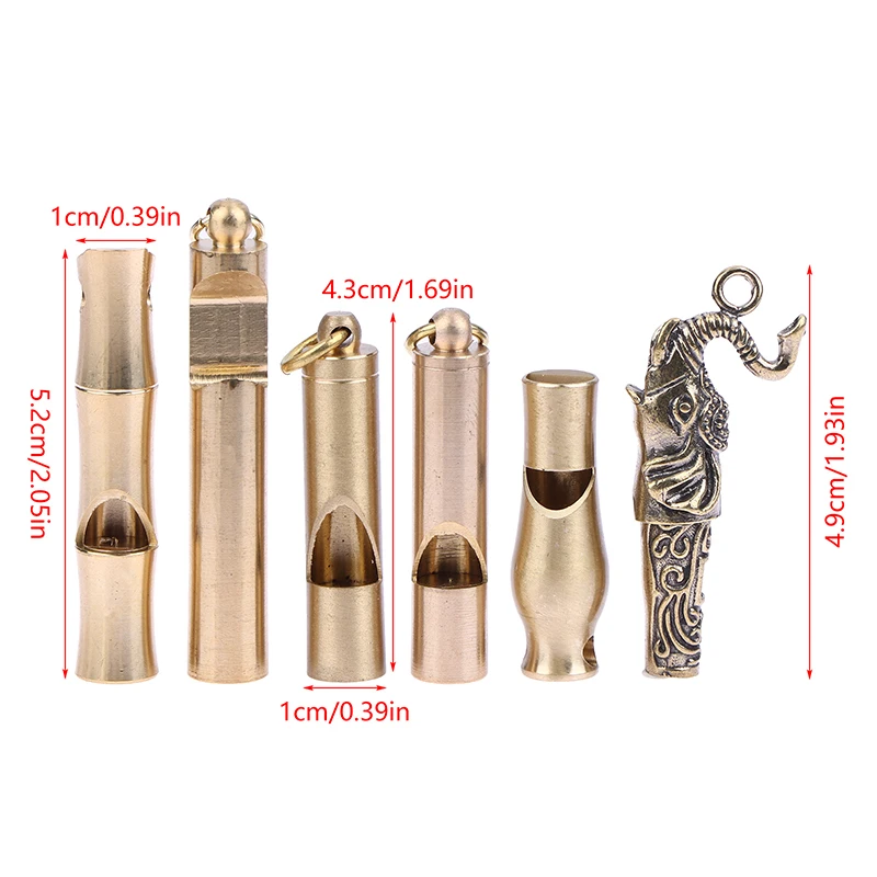 1pc Brass Portable Survival Whistle - High Decibel Explosive Single Tube Whistle Keychain Pendant Outdoor Emergency Tool