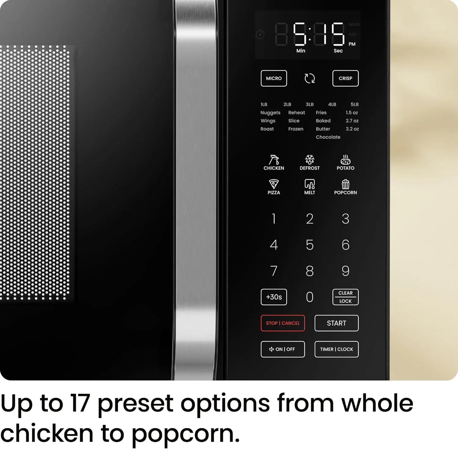 MicroCrisp Countertop Microwave Oven and Convection Oven, with Integrated Crisper, Guided Touchscreen Interface, 10 Power Levels 6