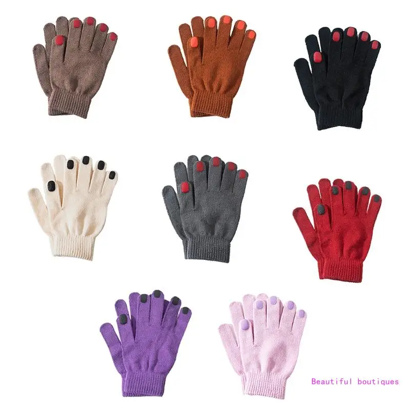 

Knitted Gloves Full Finger Gloves Soft Crochet Mittens Nail Polish Printed for Creative Glove for Motorcycle Driving DropShip