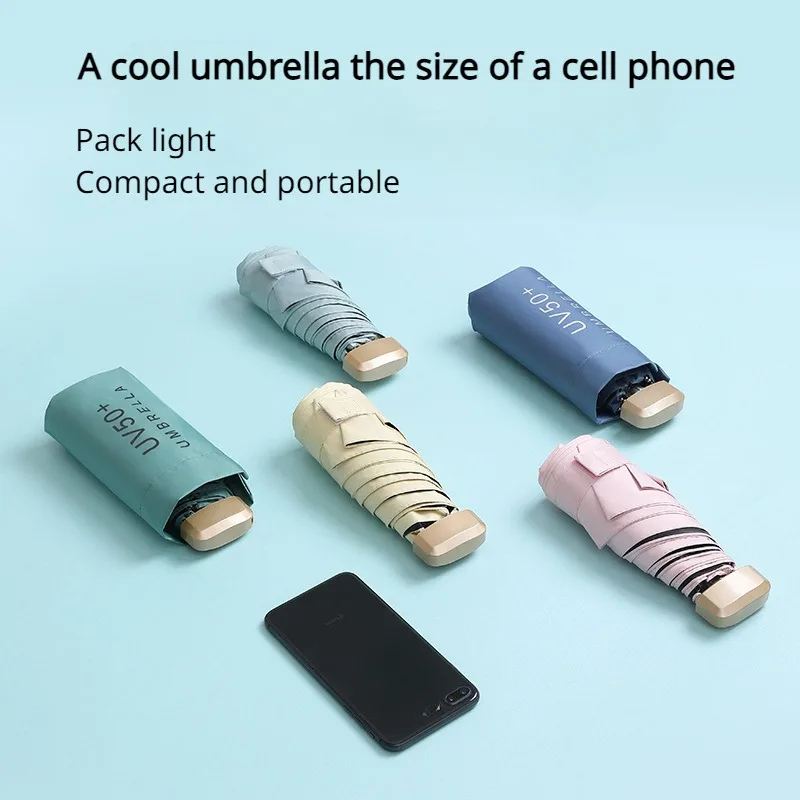 Compact Ultra Light Mini Women's Sun Protection Umbrella with UV Shield