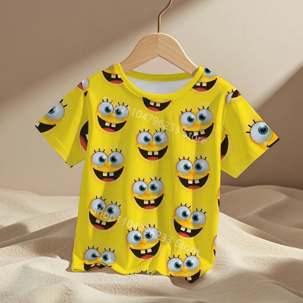 cute cartoon Spongebobs Baby Clothing Outdoor Clothes Boy Girl Child Men's women's Tshirts Children adult Parent child T shirts