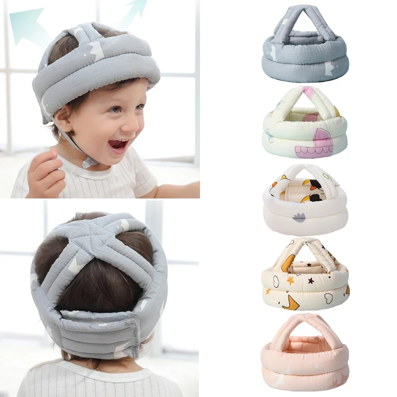 Joli casque sécurité pour bébé, Protection tête, couvre-chef réglable, coussin Anti-chute, pour enfants, apprendre à