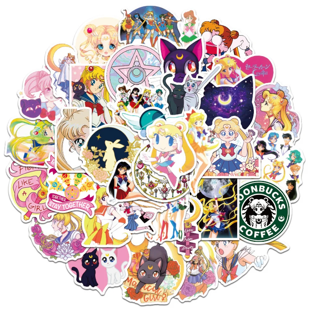 

10/30/50PCS Animation Sailor Moon Graffiti Sticker Waterproof Suitcase Notebook Skateboard Refrigerator Water CupGuitarWholesale