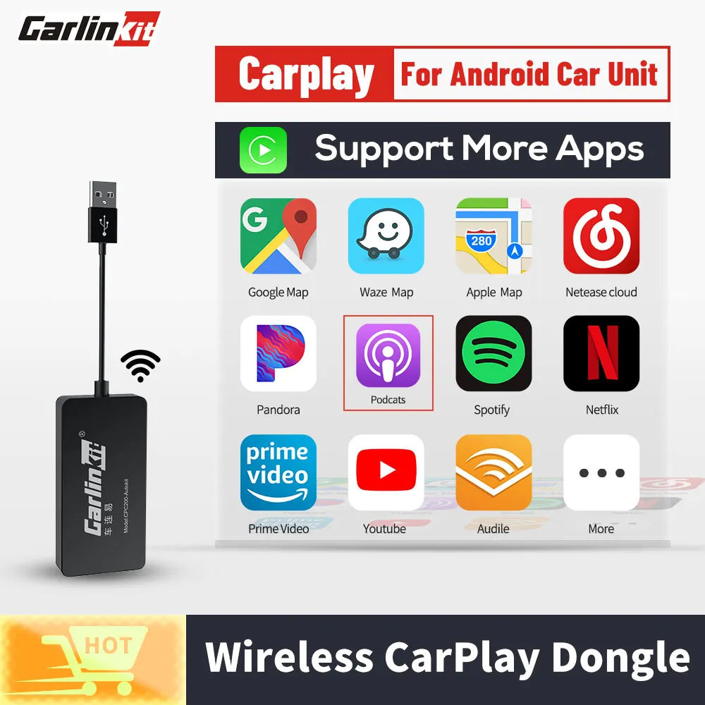 Bluetooth/Support iOS13 Split Screen/Car Stereo Carlinkit Wireless Carplay Dongle USB Adapter with Mic for Android Head Unit with Android Auto USB Smart Link Android Navigation Player