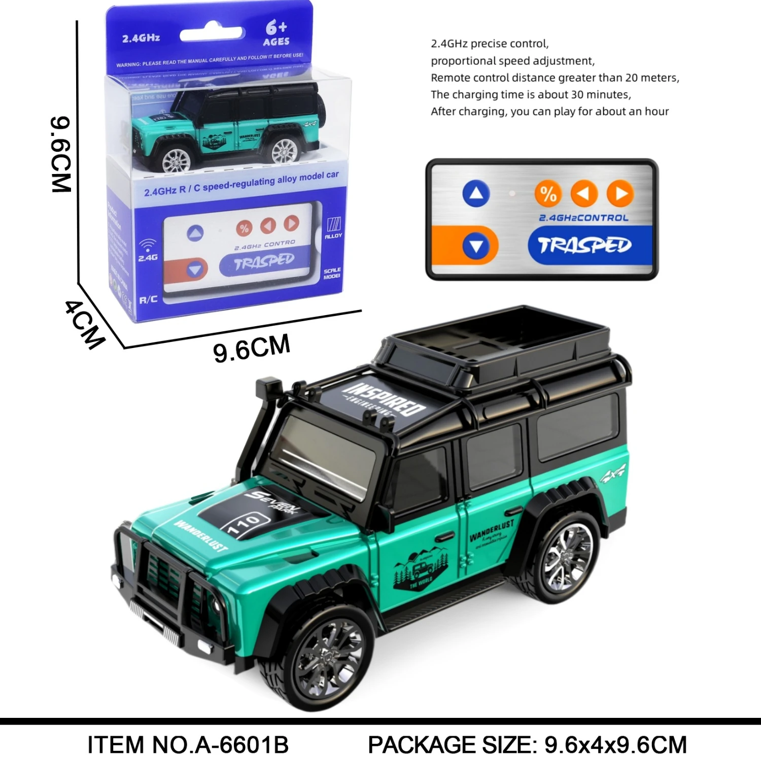 2.4G RC Car 1/64 Alloy Mini Remote Control Off-Road Car Model with Light Simulation Car Model Remote Control Toy Gift 6