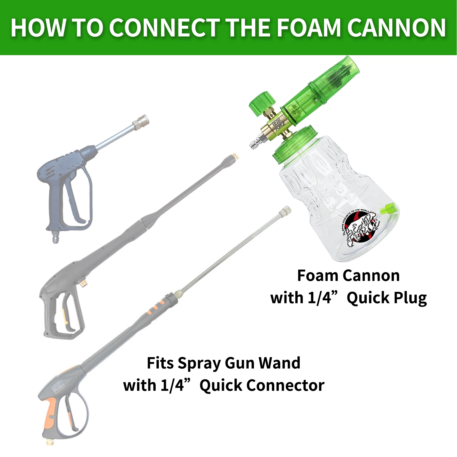 Pressure Washer Aluminum Foam Cannon Foam Generator Snow Foam Lance with 1/4” Quick Connector for Portland Husky Ryobi Greenwork 6