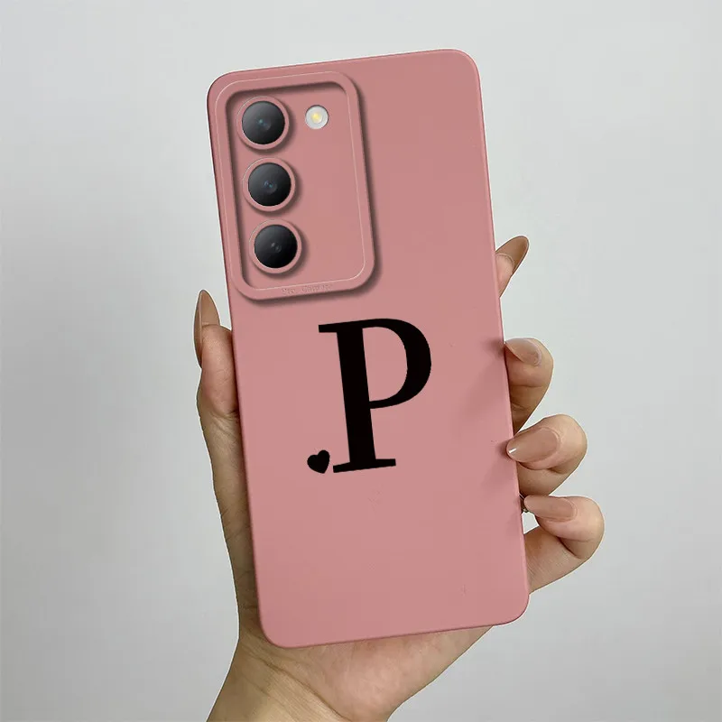 Cute Initial Letters Square Silicone Shockproof Back Cover Case