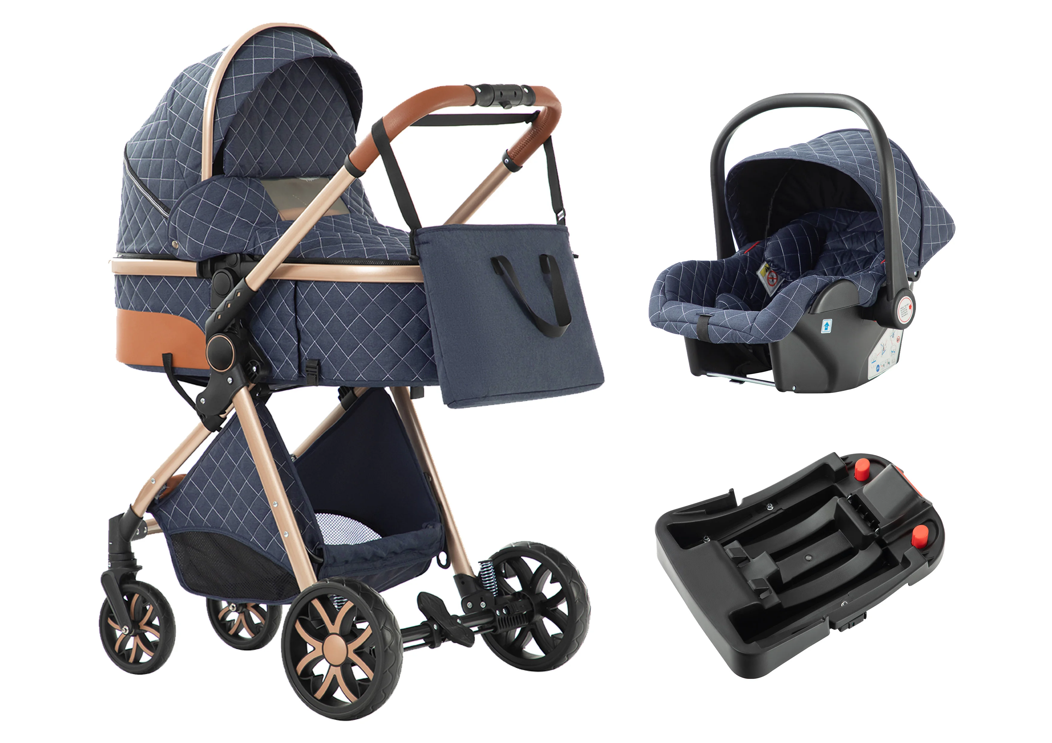 Baby Stroller 3-in-1 Travel System,Adjustable stroller and Accessories Combo Set, One Click Folding.