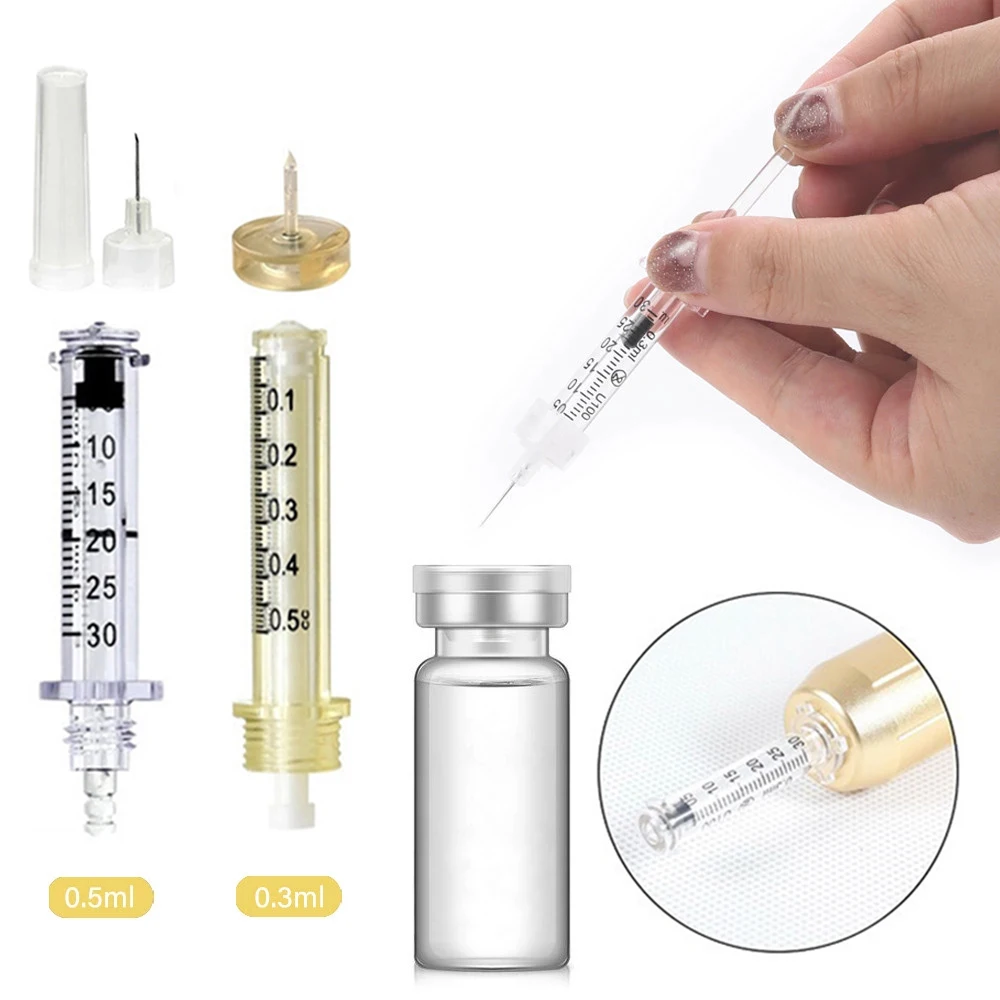 1pcs Syringe and Medicine Needle Ampoule Head for Hyaluron Gun Hyaluron Pen High Pressure Wrinkle Removal Water Syringe