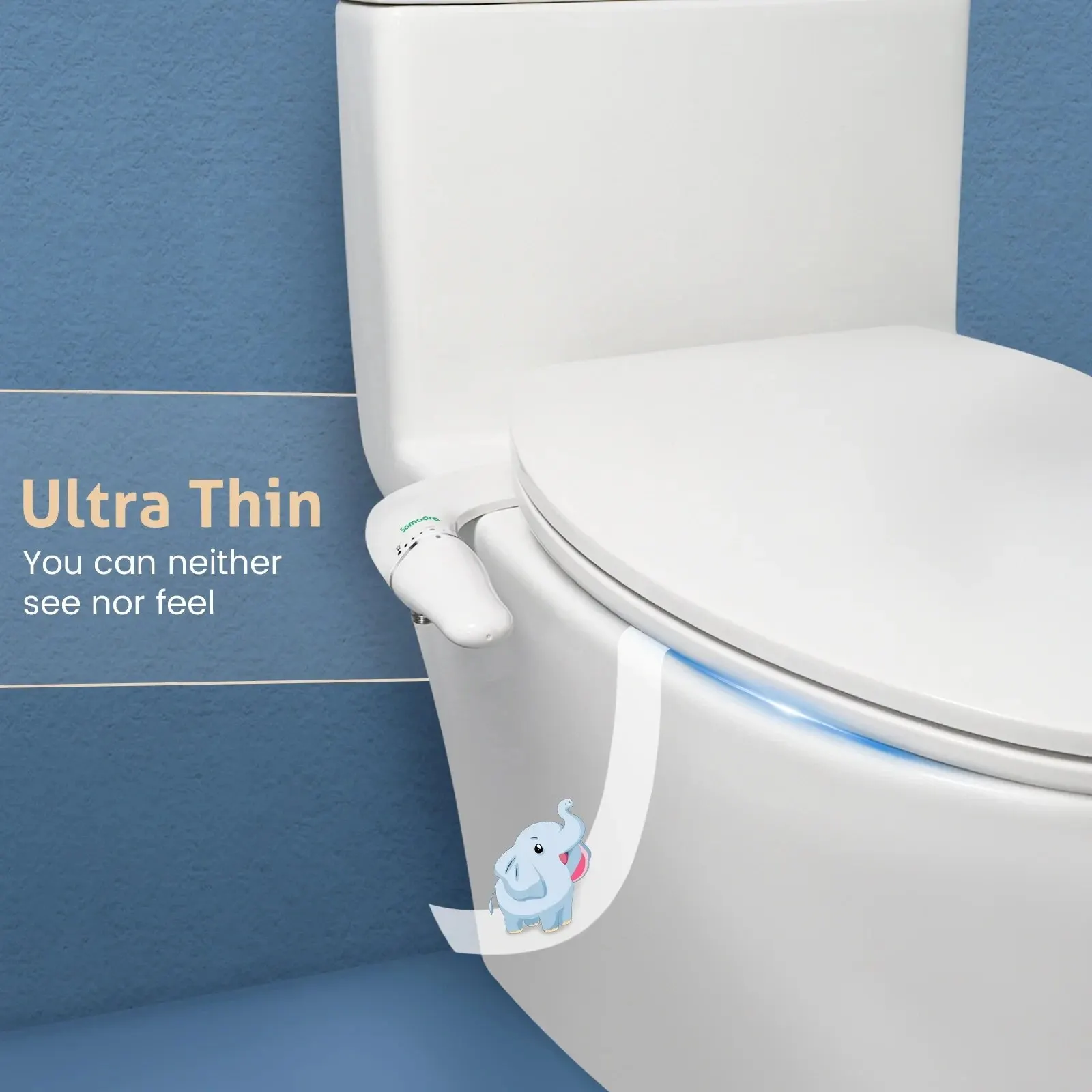 SAMODRA Ultra Slim Bidet Attachment for Toilet Seat - Dual Nozzle, Adjustable Water Pressure, Non-Electric Ass Sprayer 4