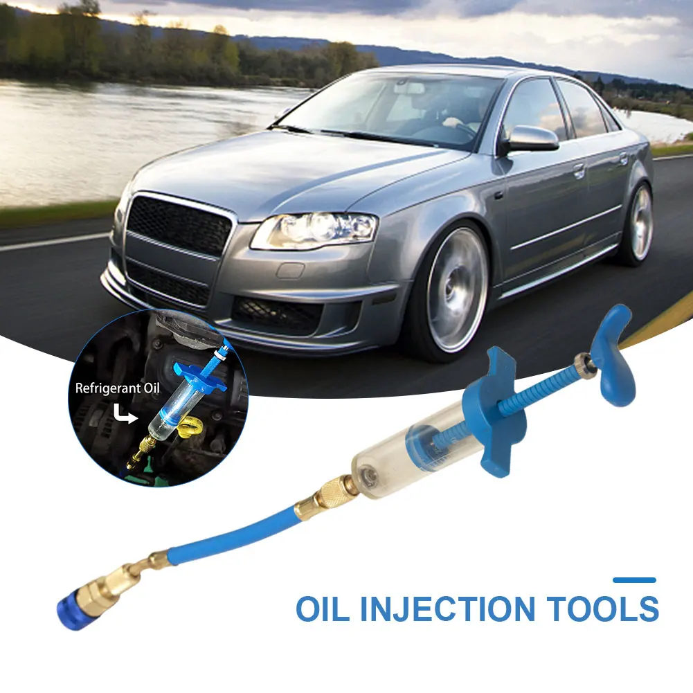 Car A/C Oil/Dye Injector 30Ml 1Oz Low Side Quick Coupler Adapter Air Conditioning Automotive Oiler Dye Injector Syringe