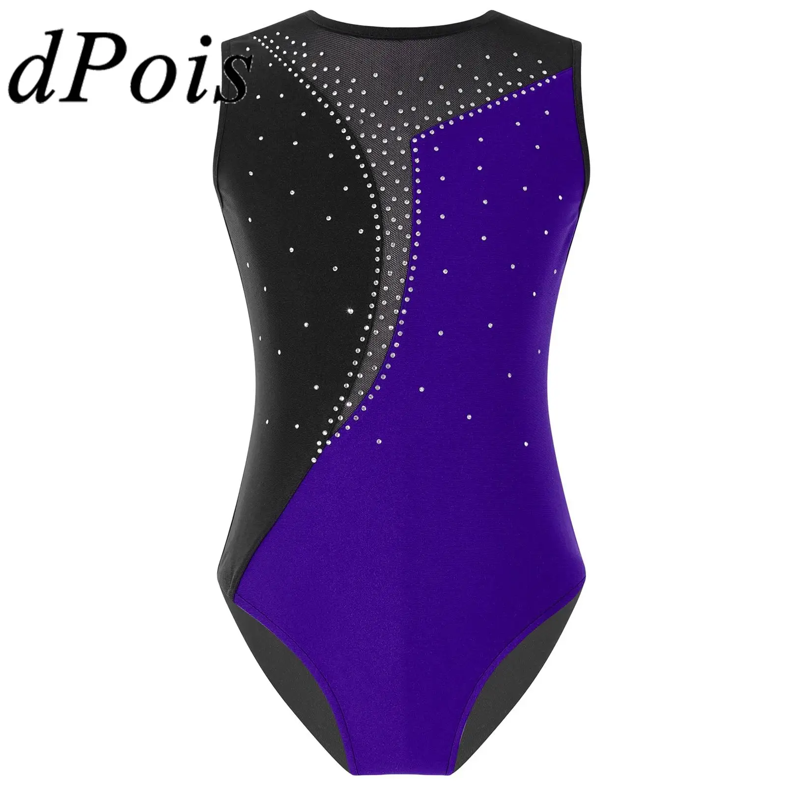 

Детский гимнастический комбинезон без рукавов для девочек, блестящий женский комбинезон для катания на коньках