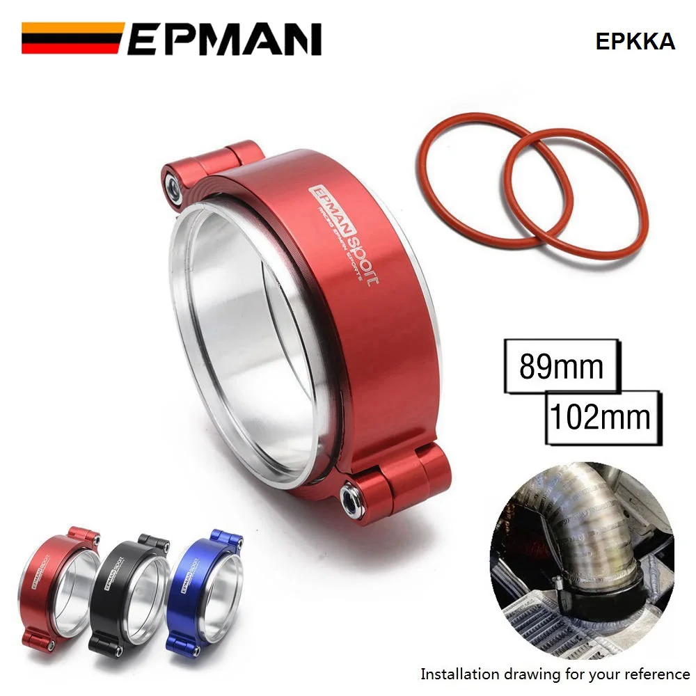 EPMAN HD Exhaust V-band Clamp Flange System Assembly Anodized Clamp For 3.5 4.0 OD Turbo Dump Pipe