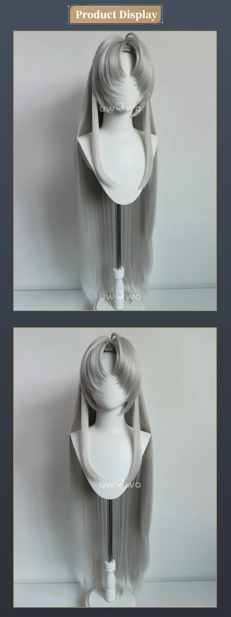 Carlotta Montelli Cosplay Perücke mit Tonytail langen grauen Haaren 12 Carlotta Montelli Cosplay Perücke mit Tonytail langen grauen Haaren 3