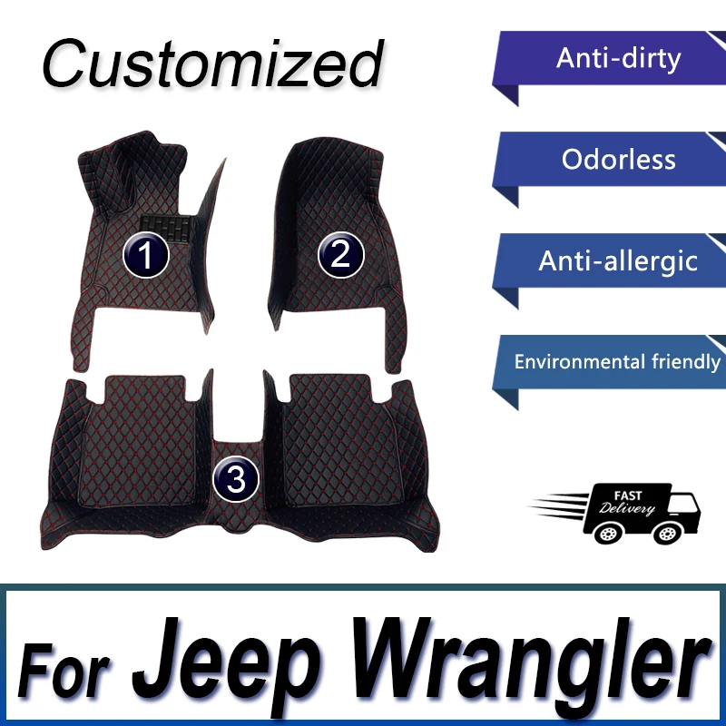 

Car floor mats for Jeep Wrangler（FOUR DOOR）2011 2012 2013 2014 2015 2016 2017 Custom auto foot Pads automobile