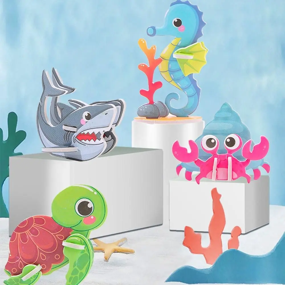 10pcs Cognitive Paper Jigsaw Puzzles 3D Sea Animals Children's Early Education Toys educational toys,puzzle toys