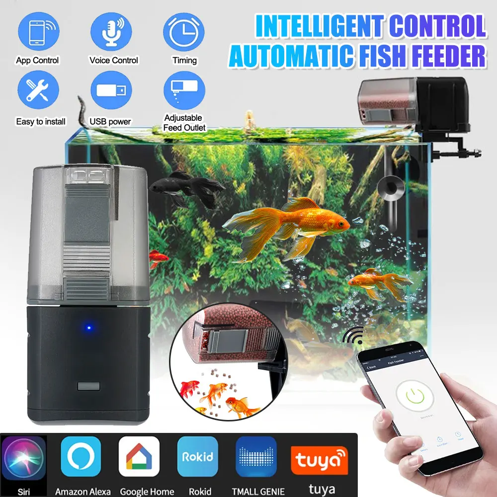 

Automatic Aquarium Fish Tank Feeder Timing/Wifi Wireless Smart Phone speech sound Remote Control fish food Distributor