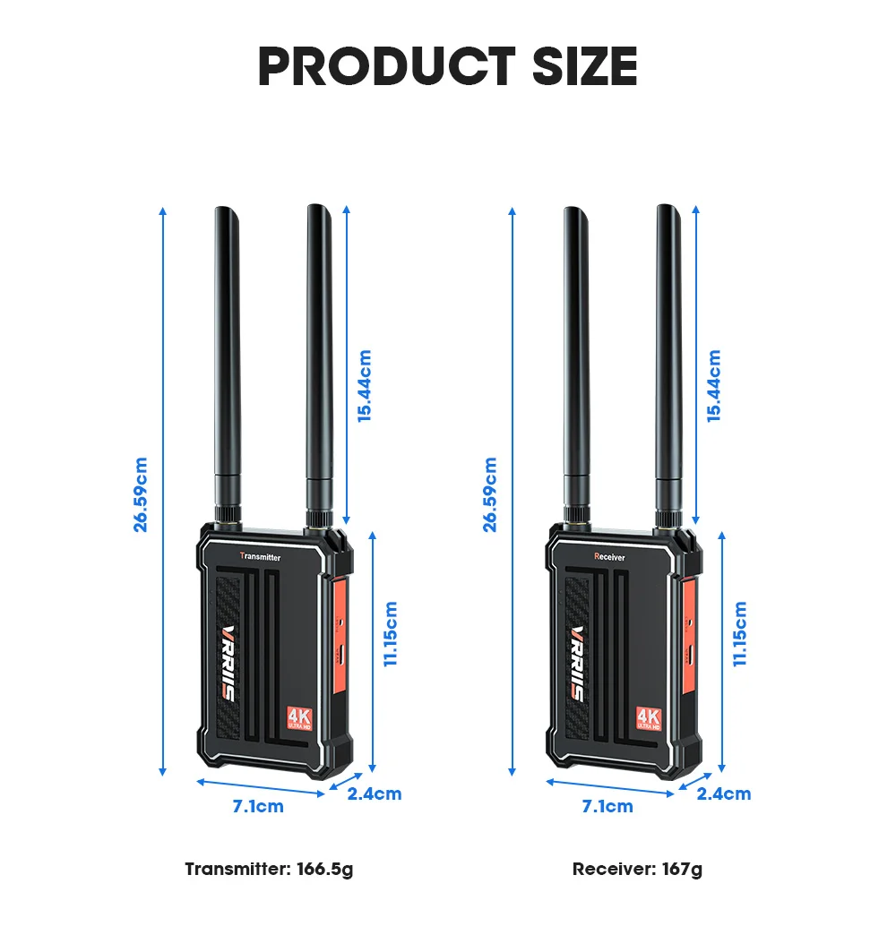 Wireless 4K HDMI Transmitter and Receiver Dual HDMI Output Wireless Extender kit