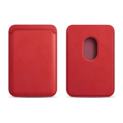 Magnetic Leather Wallet Card Holder Phone Accessory - Leather Wallet (Red)