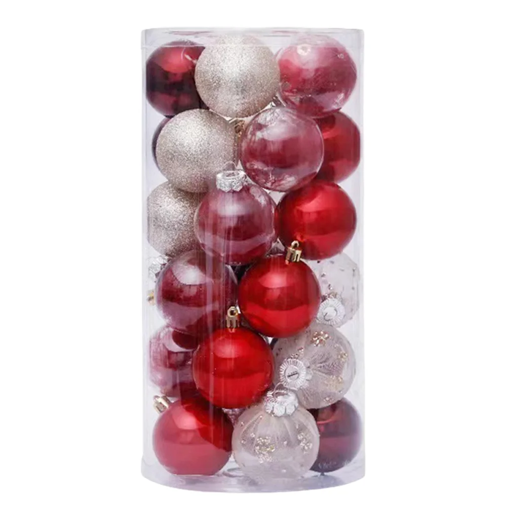 Juego de 30 bolas navideñas irrompibles de 6 cm, bolas navideñas variadas, adornos navideños, decoración navideña para el hogar